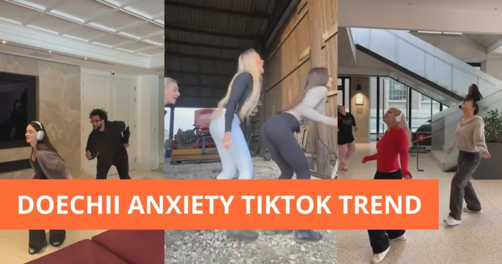 Dansers die de choreografie van Anxiety van Doechii nadoen
