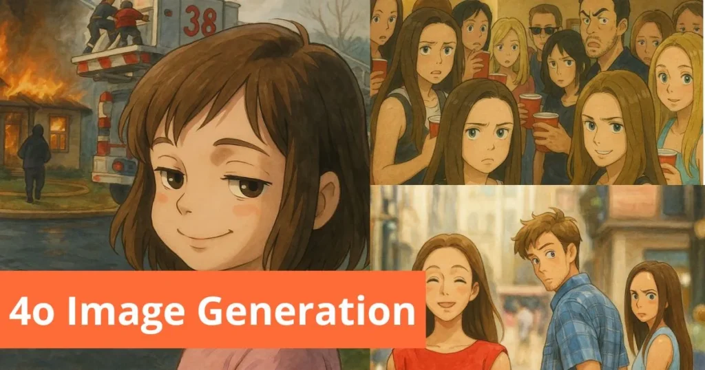 Mosaico di illustrazioni in stile anime generate con GPT-4o