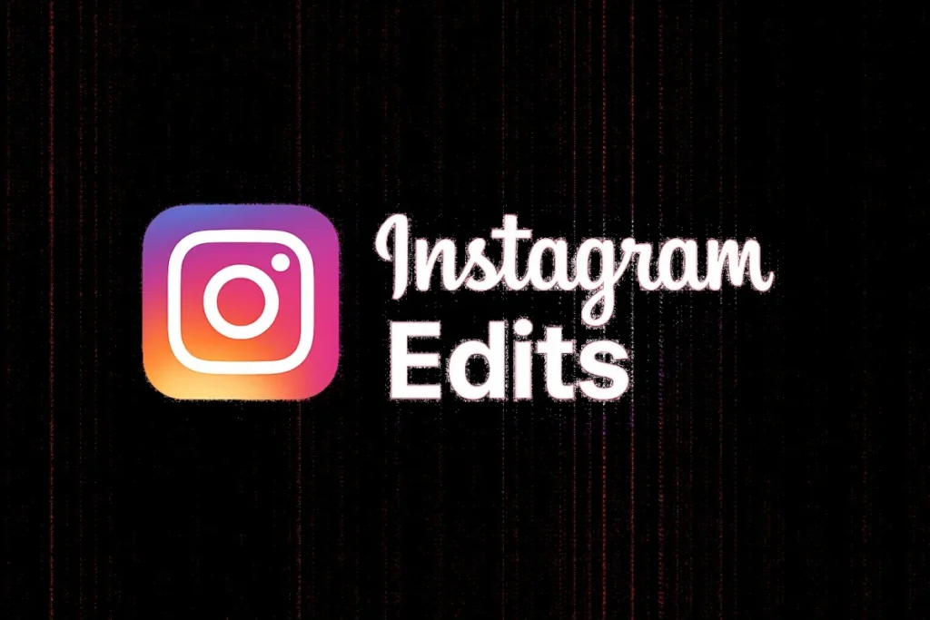 Logotipo de la app Instagram Edits sobre fondo negro