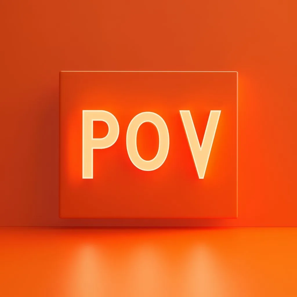 Oplichtende letters POV op een oranje achtergrond