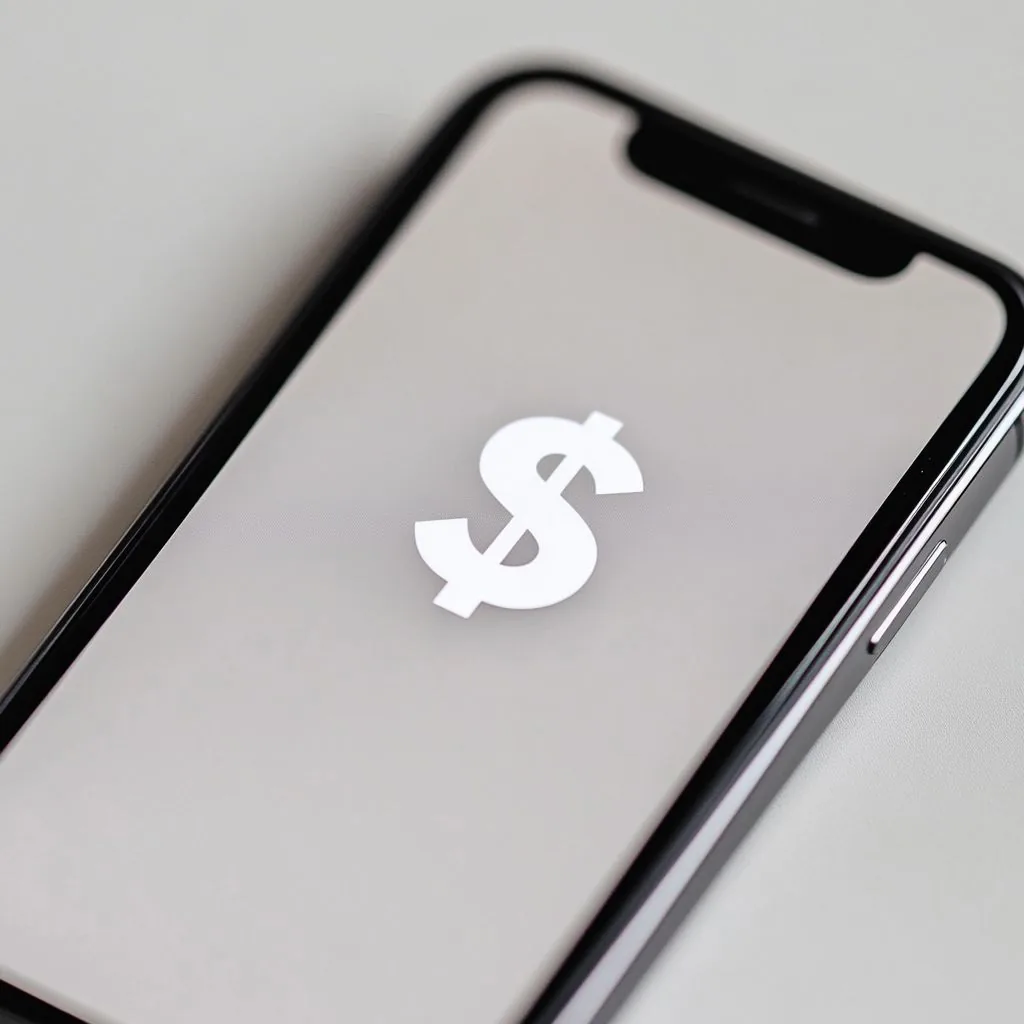 Dollarteken op het scherm van een smartphone