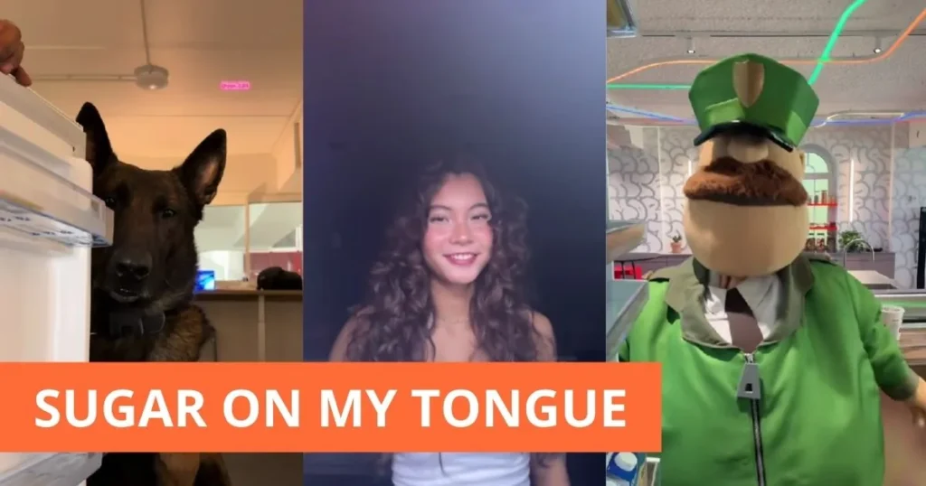Montaje de vídeos de la tendencia Sugar on My Tongue en TikTok
